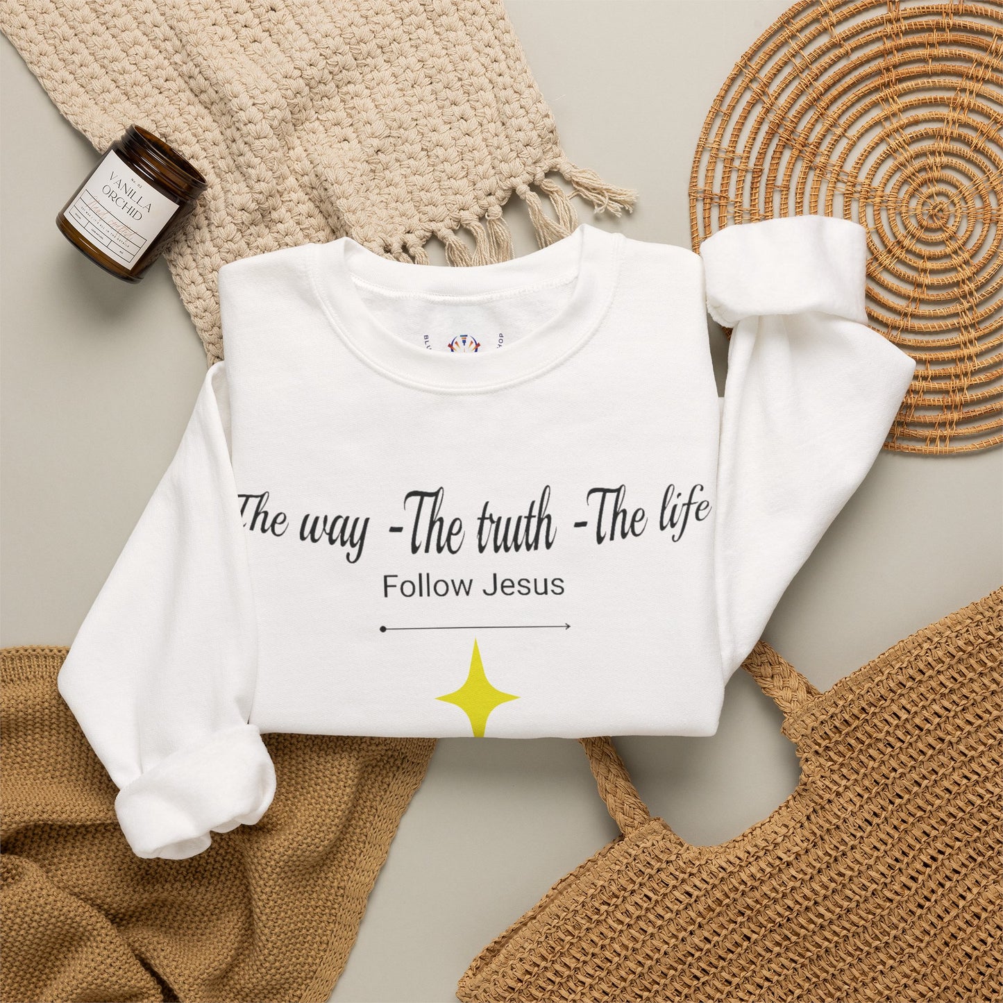 Christian Crewneck Sweatshirt - The Way, The Truth, The Life, Follow Jesus