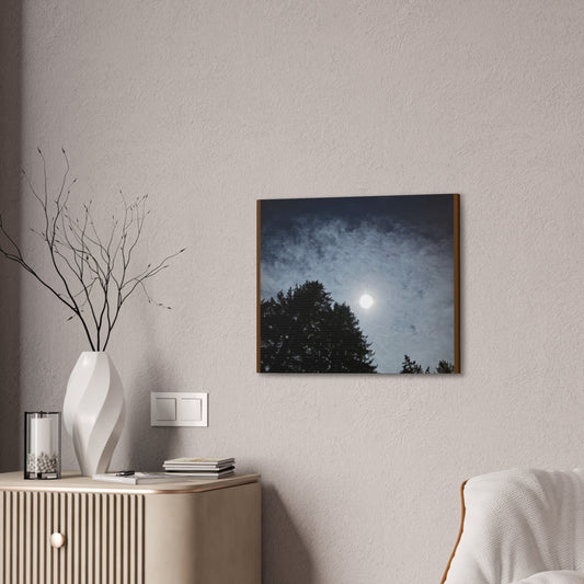 Ethereal Moon Over Trees Canvas Wall Art — Night Sky Photography