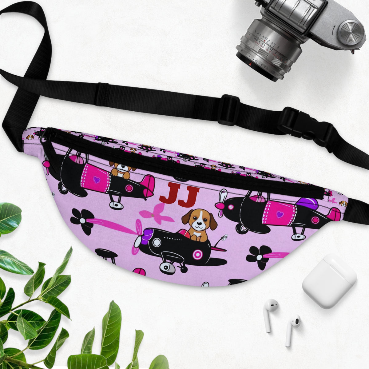 Pink Puppy Skateboard Fanny Pack — Cute Skate Dog Waist Bag