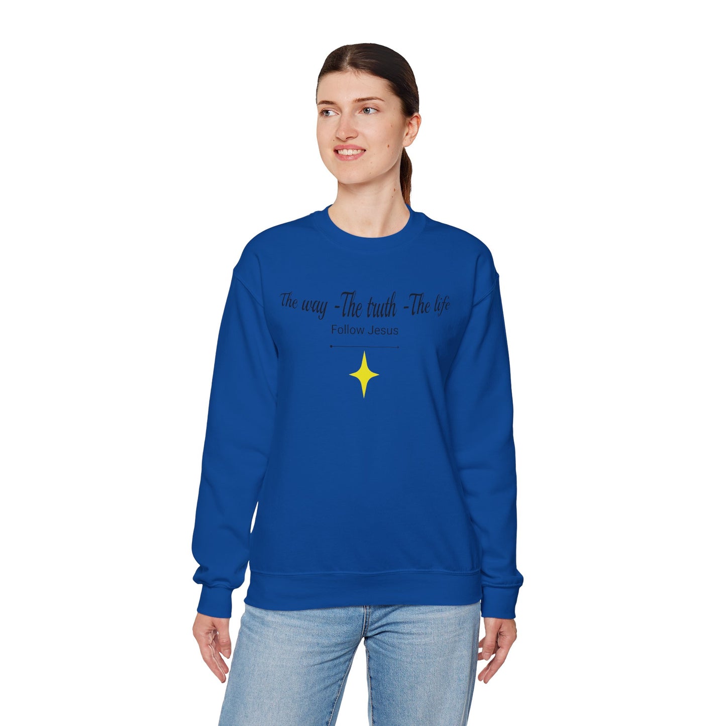 Christian Crewneck Sweatshirt - The Way, The Truth, The Life, Follow Jesus