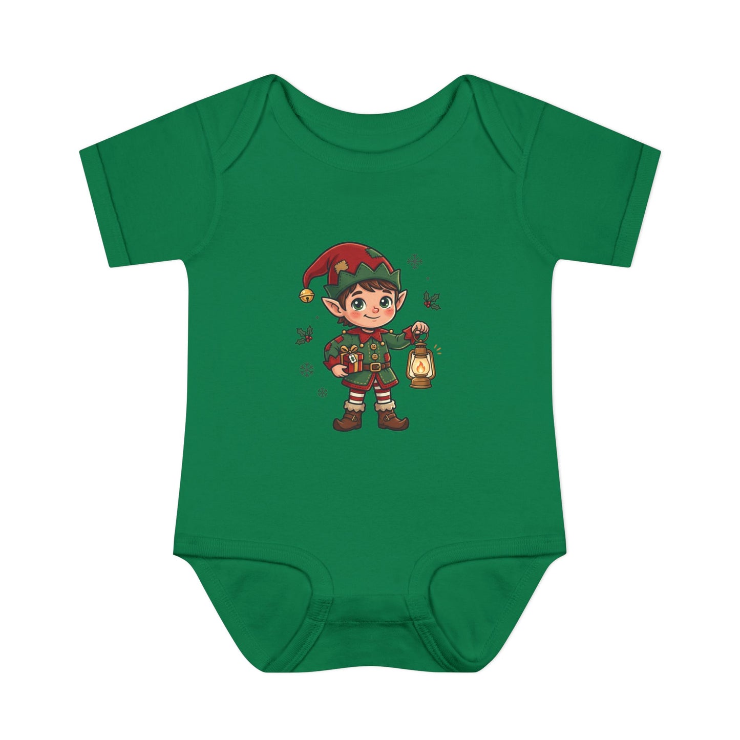 Christmas Elf Infant Bodysuit — Cute Holiday Baby Onesie with Lantern