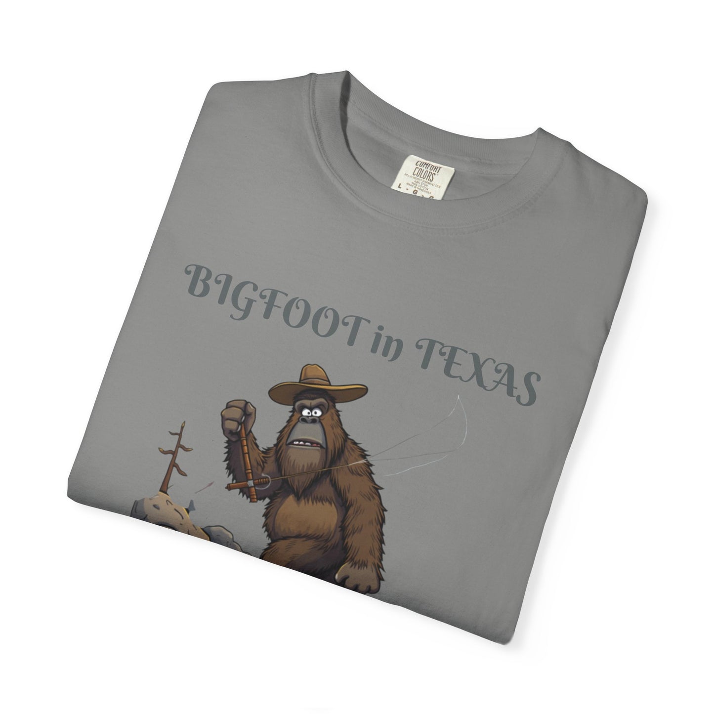 Personalize Bigfoot in Texas T-Shirt, Unisex Garment-Dyed Tee for Outdoor Lovers, Fun Gift for Nature Enthusiasts, Perfect for Texas Celebrations
