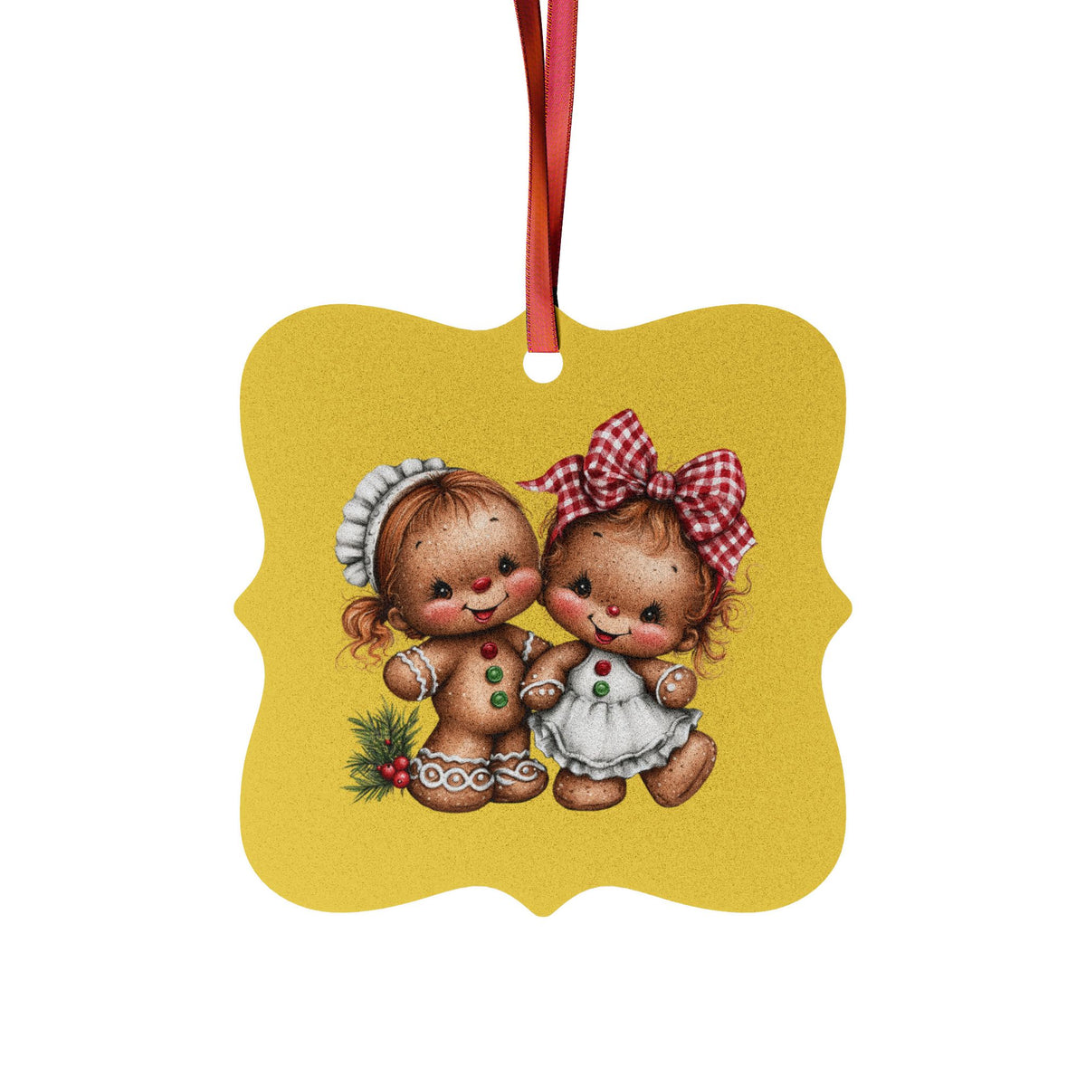 Gingerbread Kids Aluminum Ornament – Retro Christmas Tree Decoration (1/5/10/20 pcs)