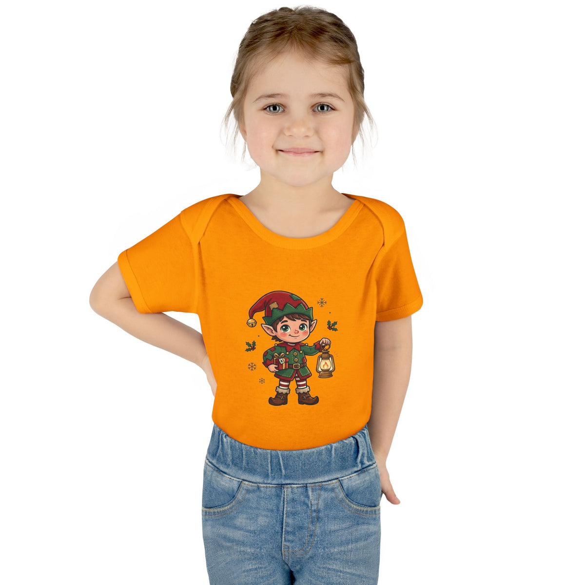 Christmas Elf Infant Bodysuit — Cute Holiday Baby Onesie with Lantern