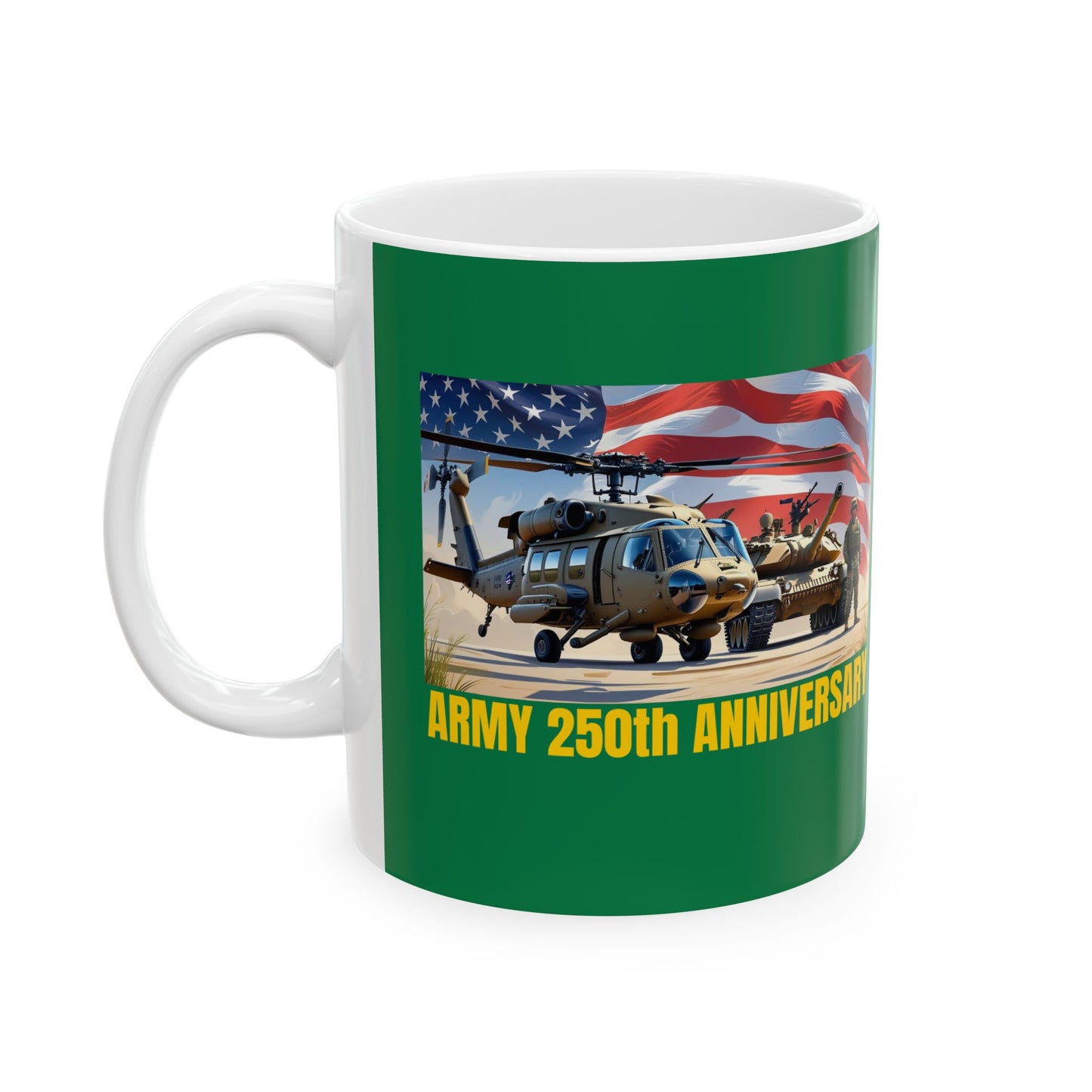 Military-Themed Ceramic Mug, Army 250th Anniversary, Personalized Gift, Veteran's Day Mug, 11oz 15oz Coffee Cup, Military Decor