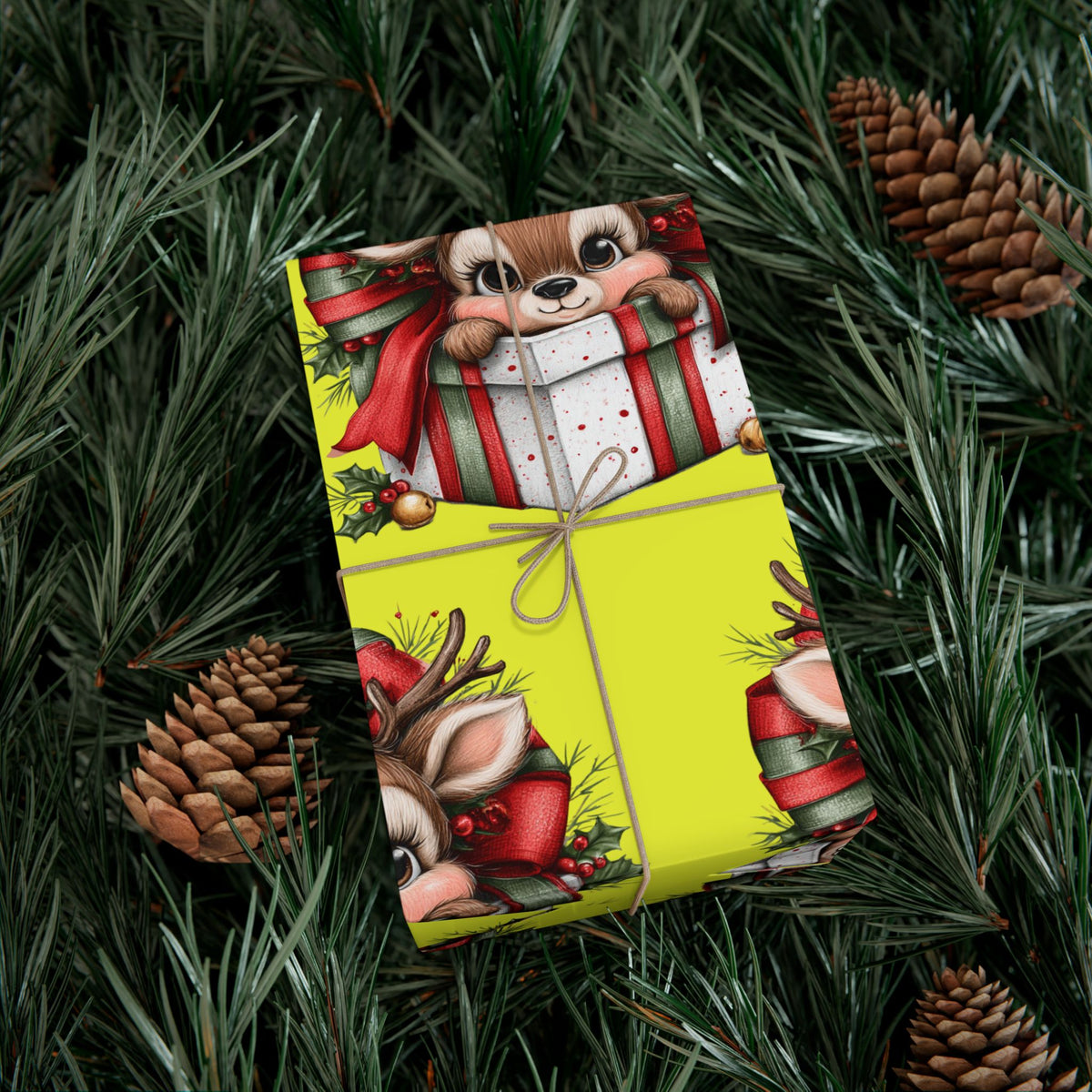 Christmas Reindeer Gift Wrap Paper – Cute Holiday Present Wrapping Sheets