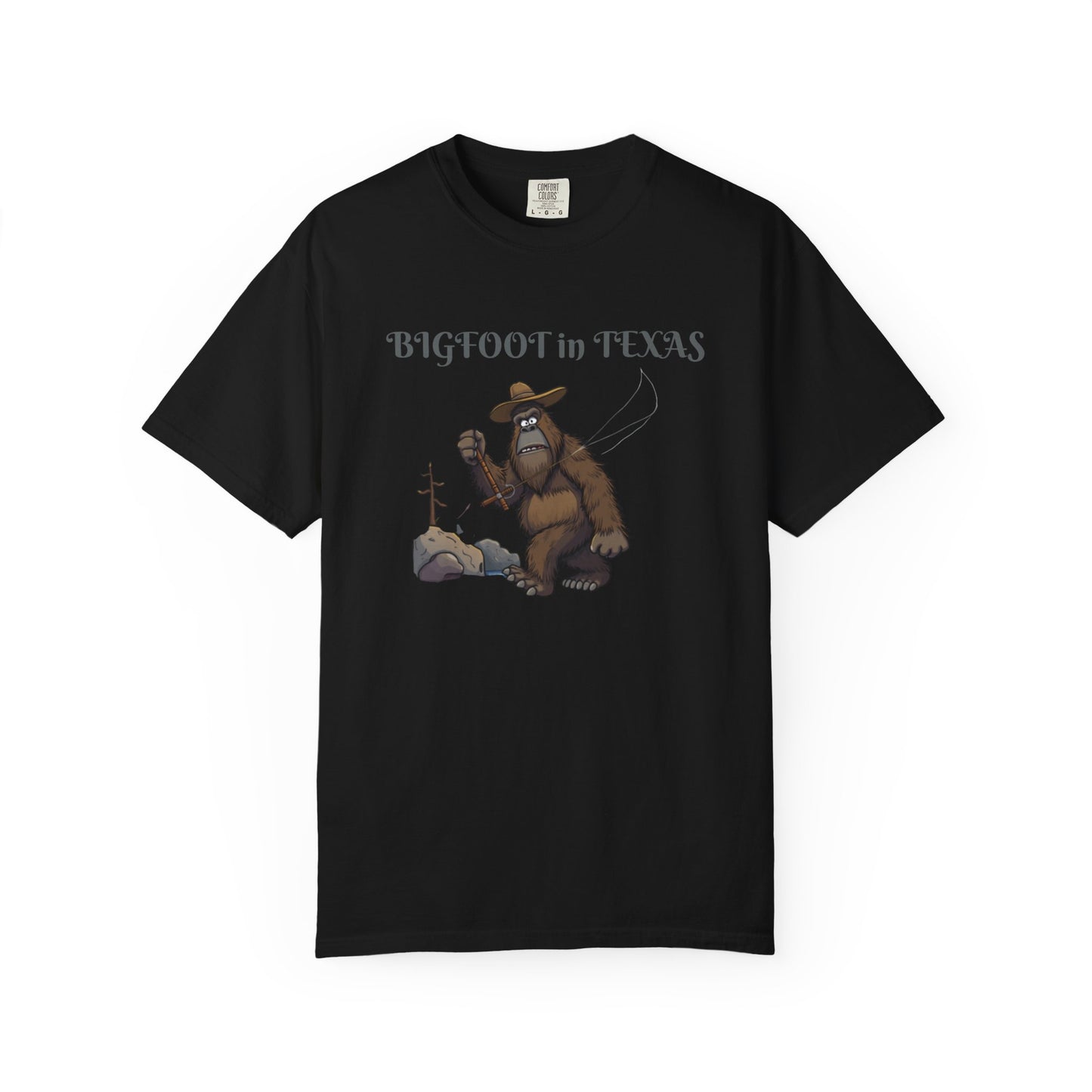 Personalize Bigfoot in Texas T-Shirt, Unisex Garment-Dyed Tee for Outdoor Lovers, Fun Gift for Nature Enthusiasts, Perfect for Texas Celebrations