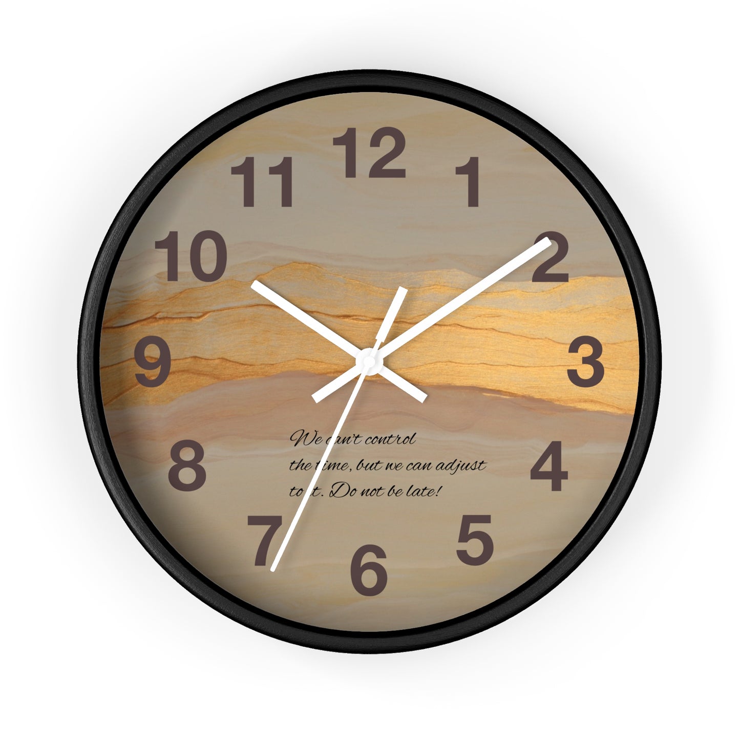 Marble Sunset Wall Clock — Decorative Timepiece with Inspiring Quote