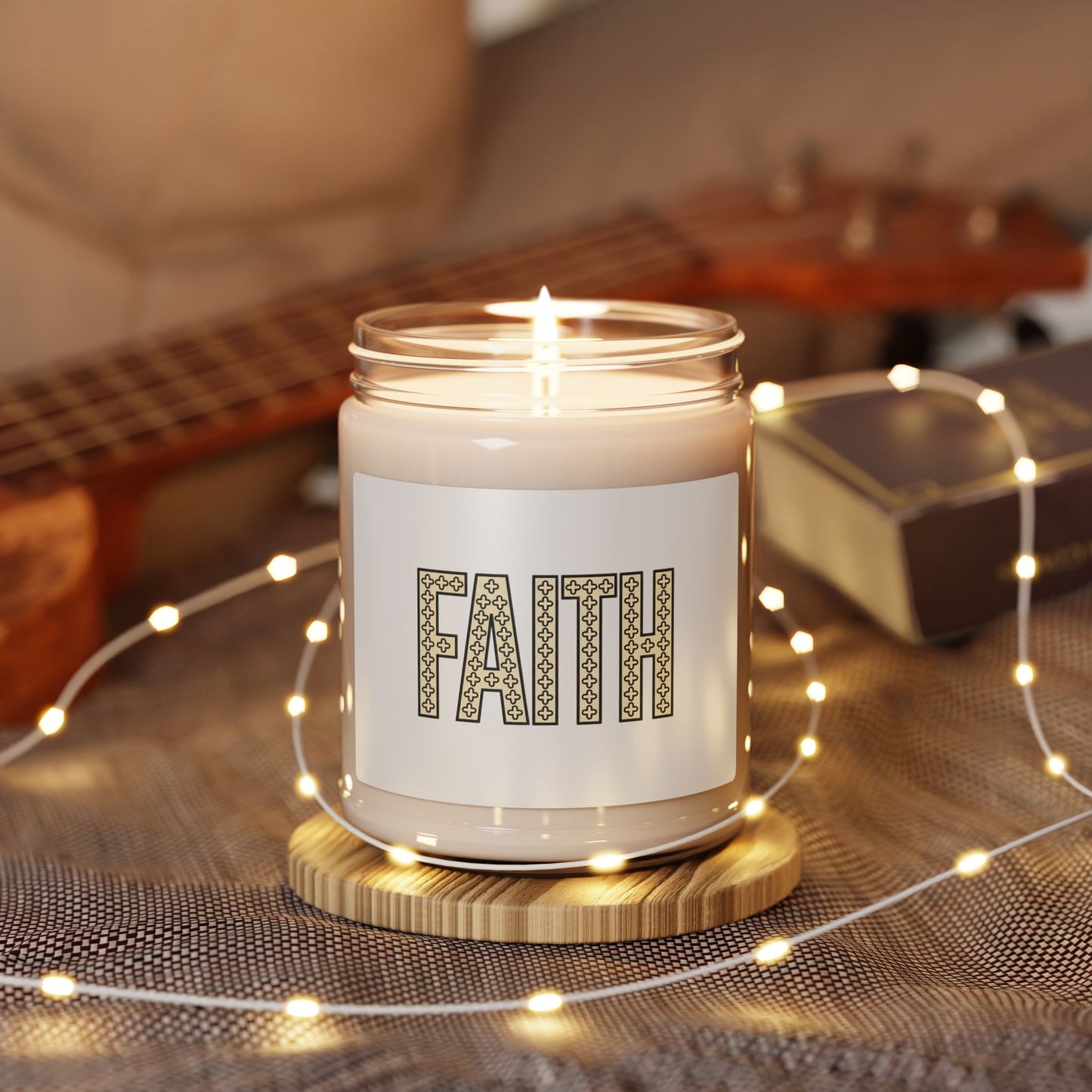 Faith groovy pattern Candle | Christian encouragement, pastel scripture vibe