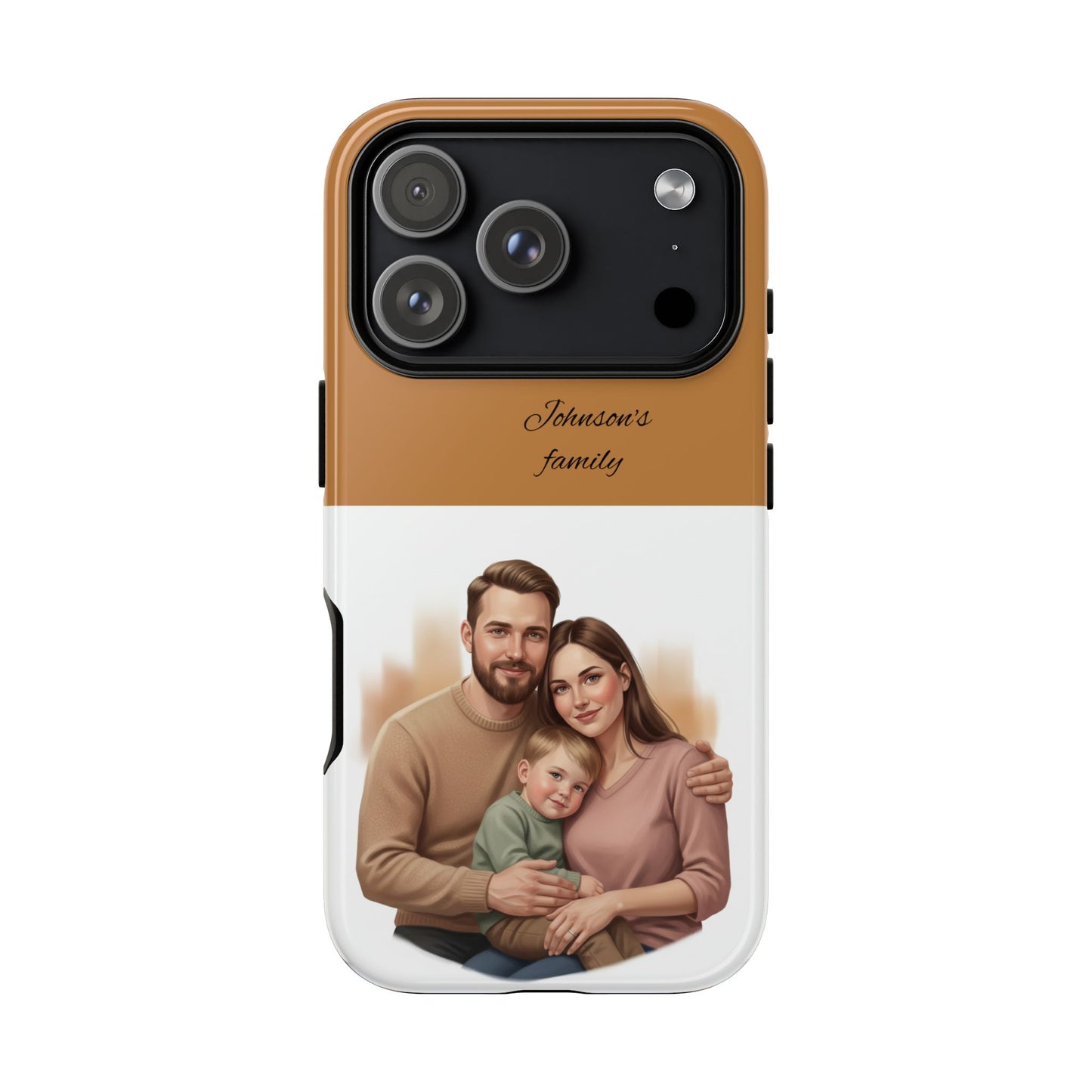 Personalized Family Photo Tough Phone Case — Custom Name Script