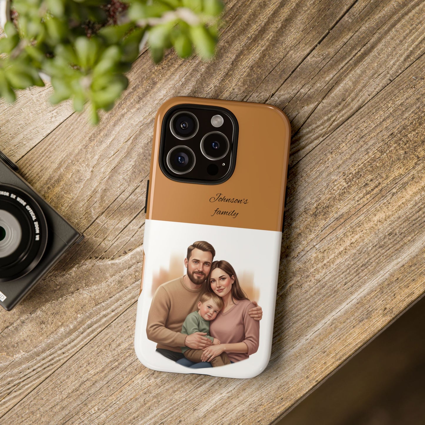 Personalized Family Photo Tough Phone Case — Custom Name Script