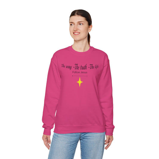 Christian Crewneck Sweatshirt - The Way, The Truth, The Life, Follow Jesus
