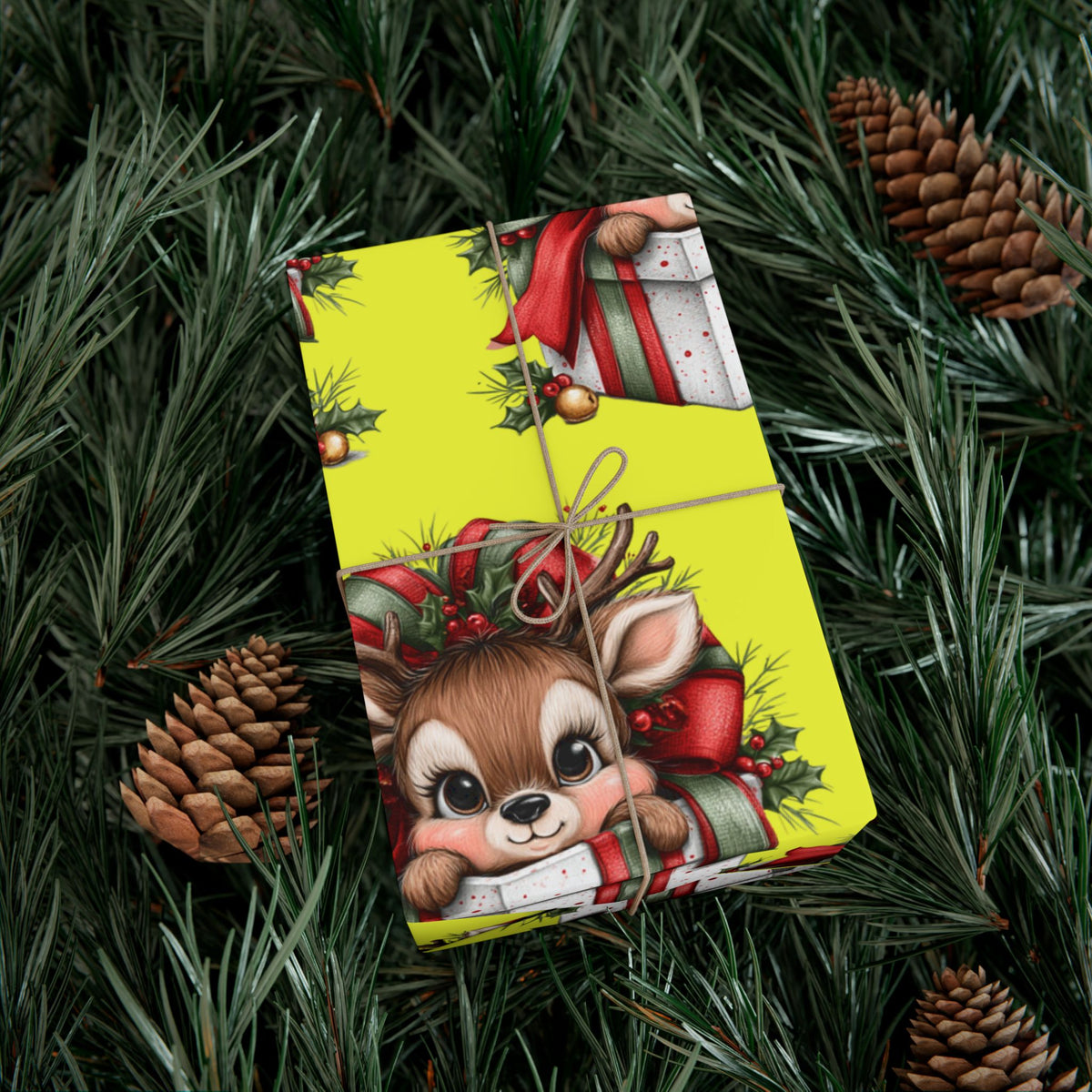 Christmas Reindeer Gift Wrap Paper – Cute Holiday Present Wrapping Sheets