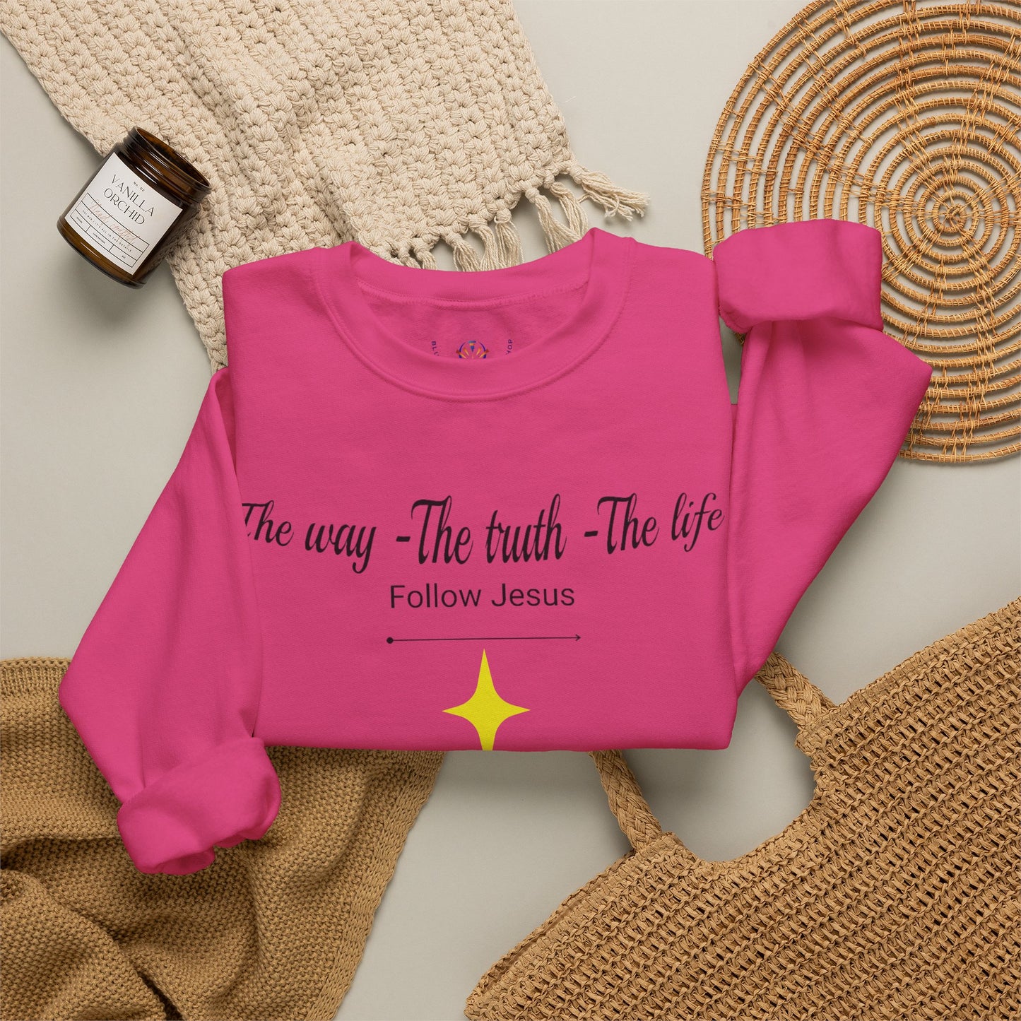 Christian Crewneck Sweatshirt - The Way, The Truth, The Life, Follow Jesus