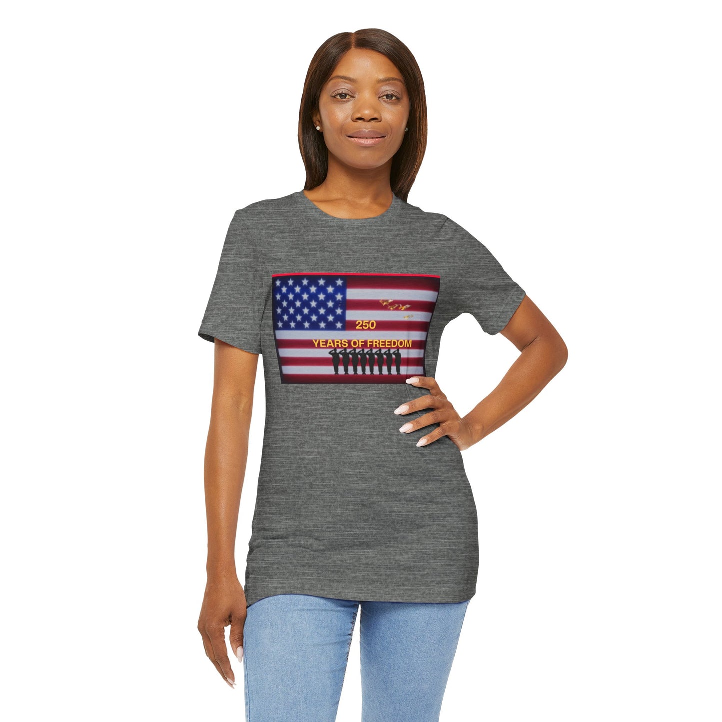 T-Shirt — "250 Years of Freedom" American Flag Patriotic Tee