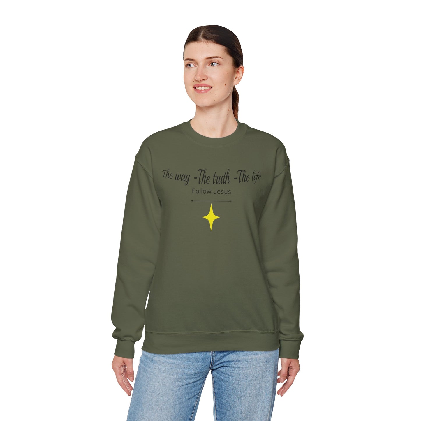 Christian Crewneck Sweatshirt - The Way, The Truth, The Life, Follow Jesus