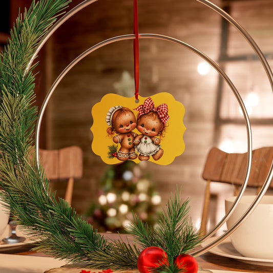 Gingerbread Kids Aluminum Ornament – Retro Christmas Tree Decoration (1/5/10/20 pcs)