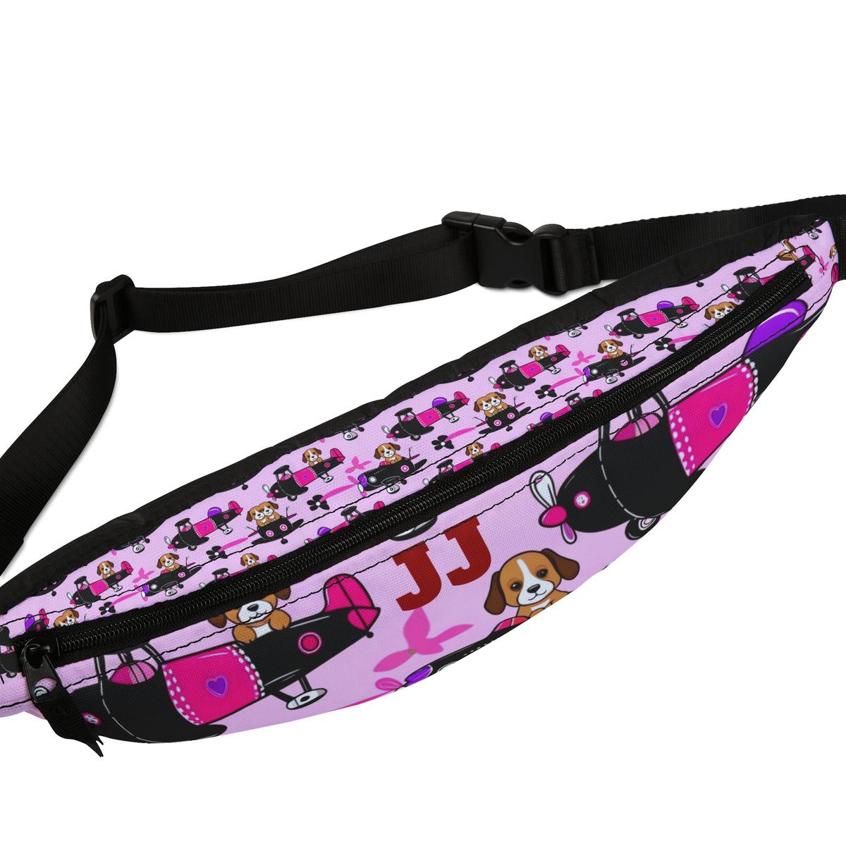 Pink Puppy Skateboard Fanny Pack — Cute Skate Dog Waist Bag