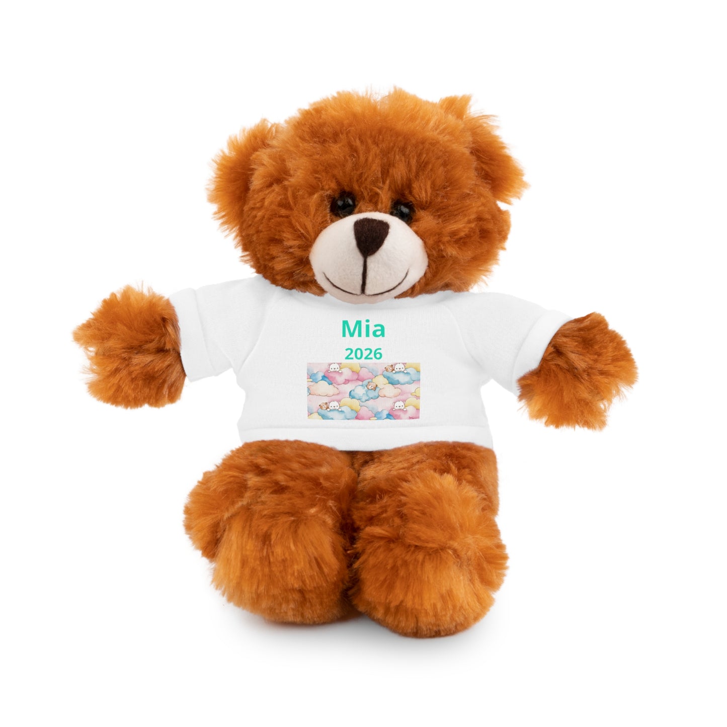 Personalized Plush Bear with Custom Tee — Cute Candy Print & Name