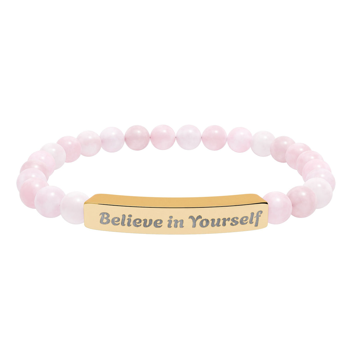 Engraved Natural Stone Stretch Bracelet — "Believe in Yourself"