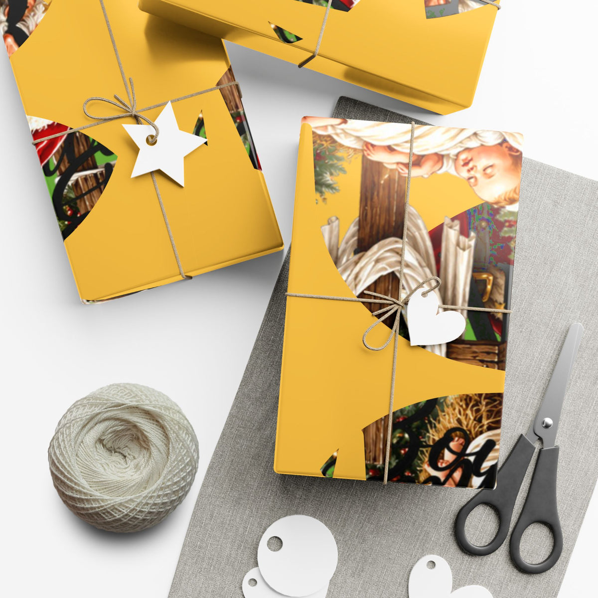 Copy of Gift Wrap Paper – Red & Gold Holiday Nativity Design