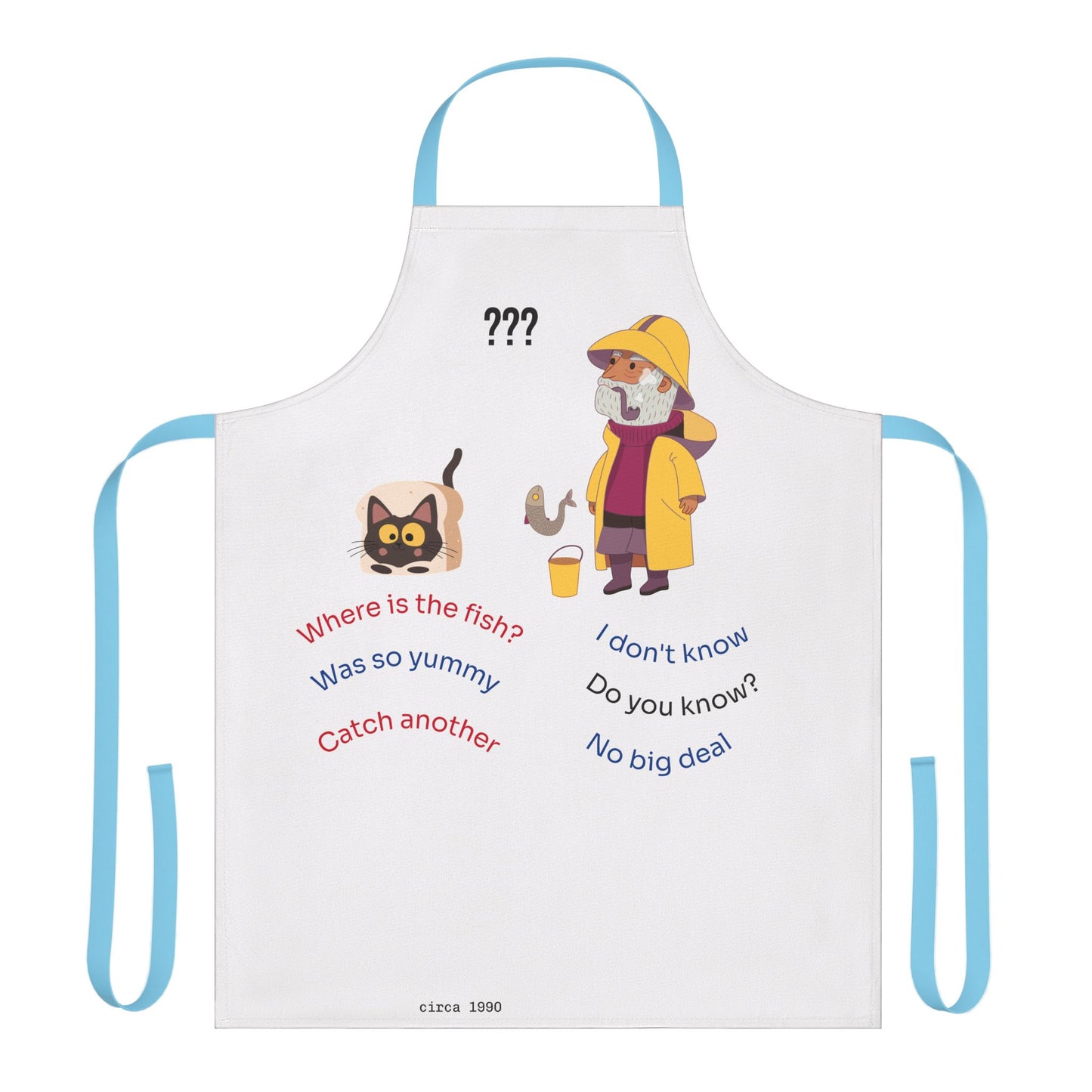 Apron, Fish Design, 2-Color Straps