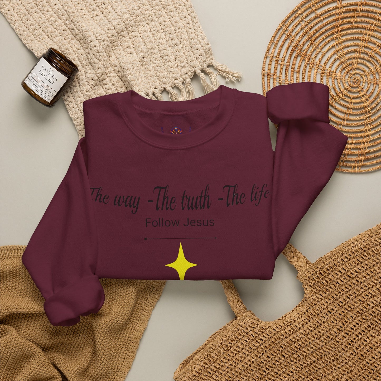 Christian Crewneck Sweatshirt - The Way, The Truth, The Life, Follow Jesus
