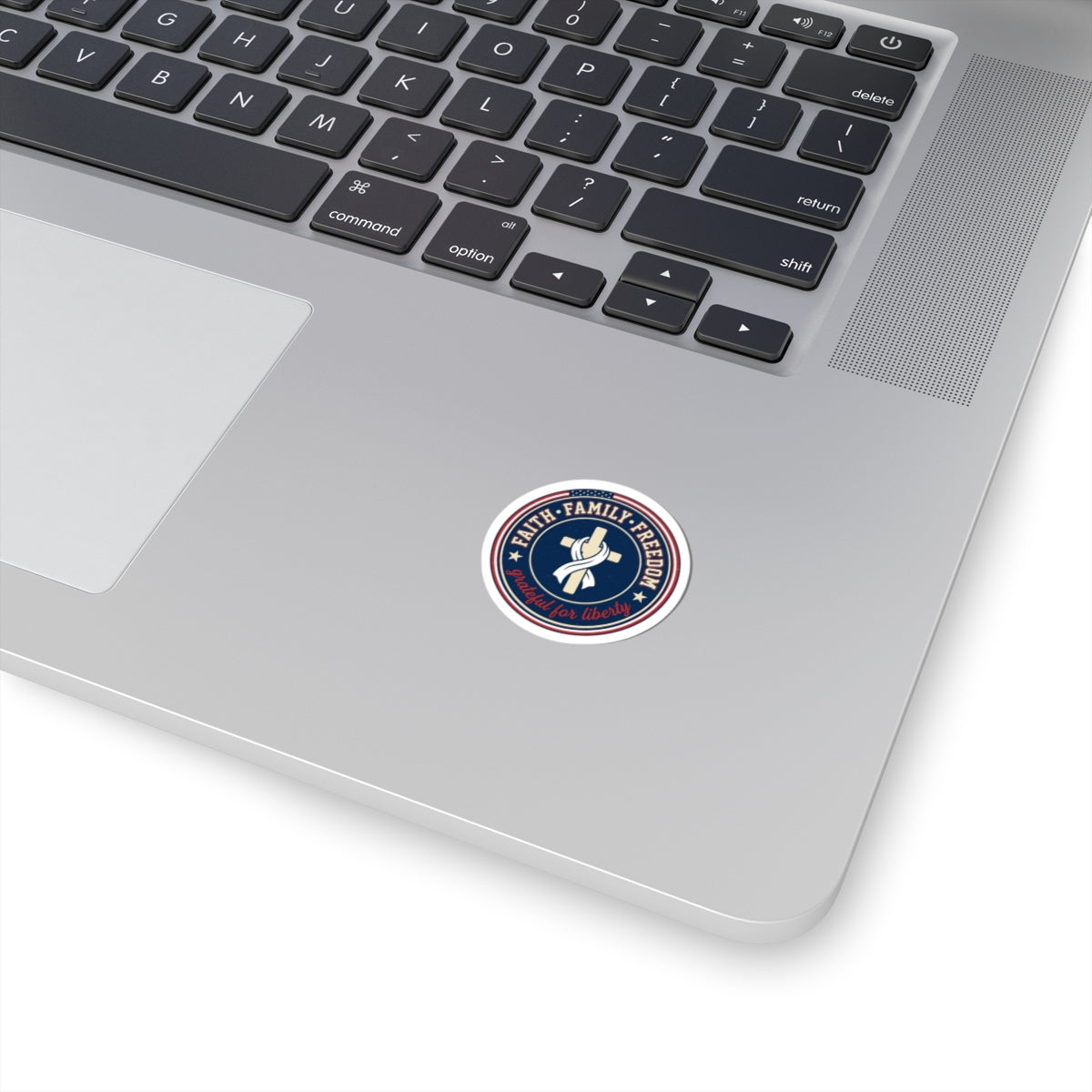 Faith • Family • Freedom Kiss-Cut Sticker | patriotic faith-based vintage Americana