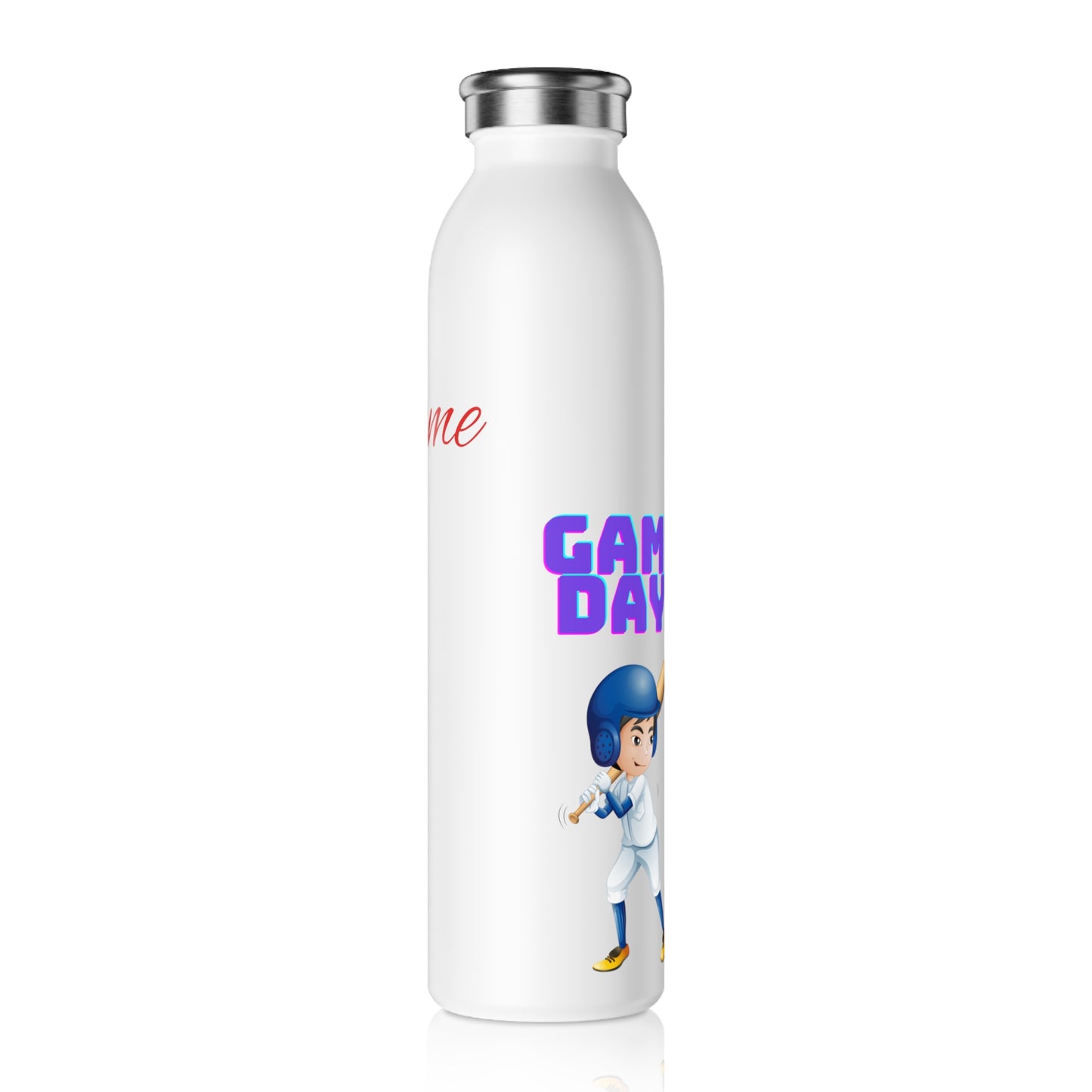 Personalized Game Day Slim Water Bottle – Custom Name Sports Fan Bottle