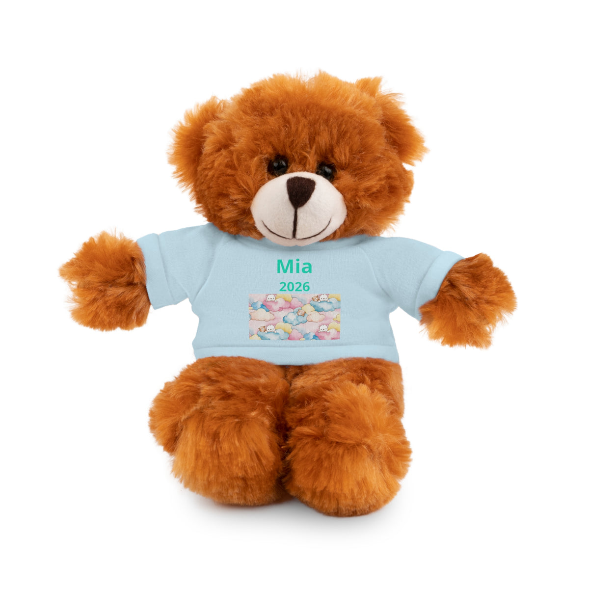 Personalized Plush Bear with Custom Tee — Cute Candy Print & Name