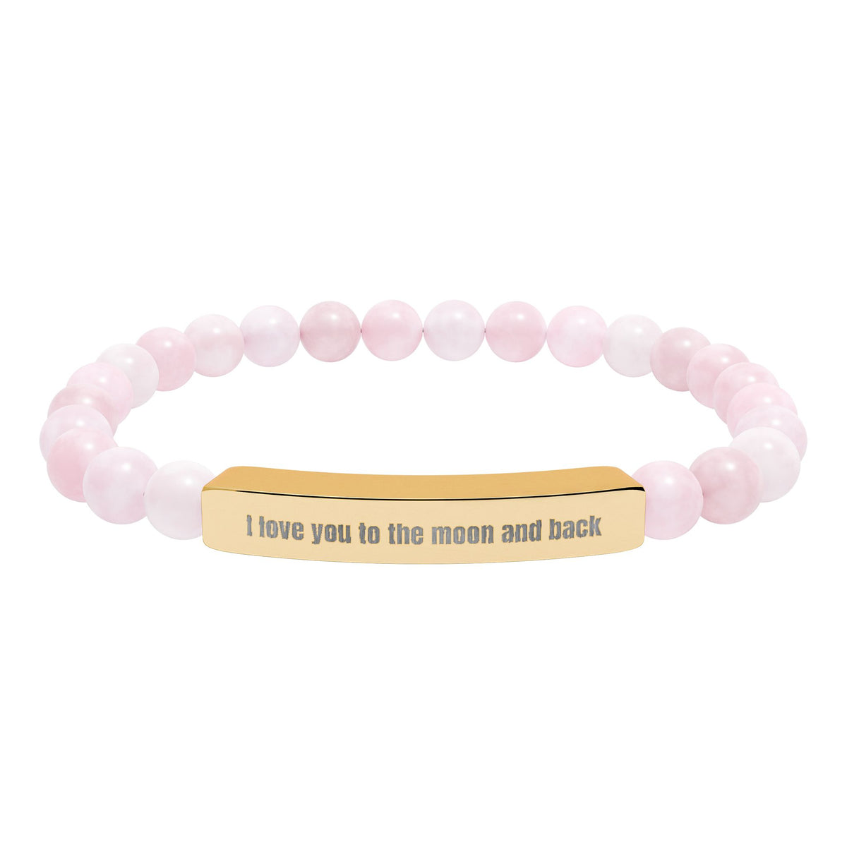 Engraved Natural Stone Stretch Bracelet — “I Love You to the Moon and Back”