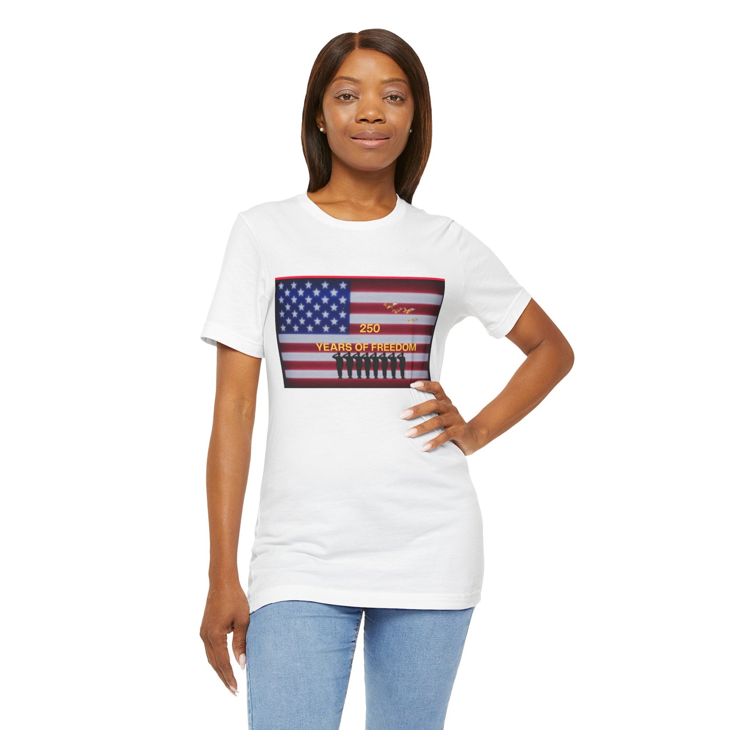 T-Shirt — "250 Years of Freedom" American Flag Patriotic Tee