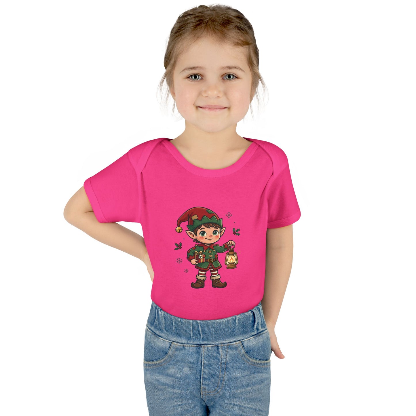 Christmas Elf Infant Bodysuit — Cute Holiday Baby Onesie with Lantern