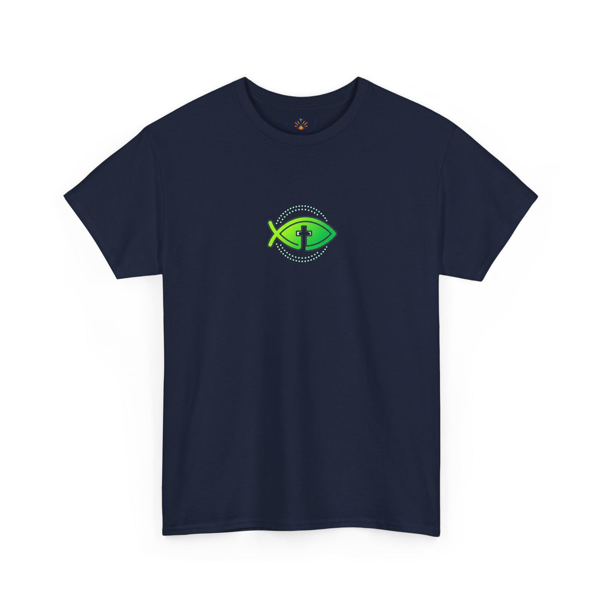 Christian Fish Logo Tee — Green Ichthys Symbol T-Shirt