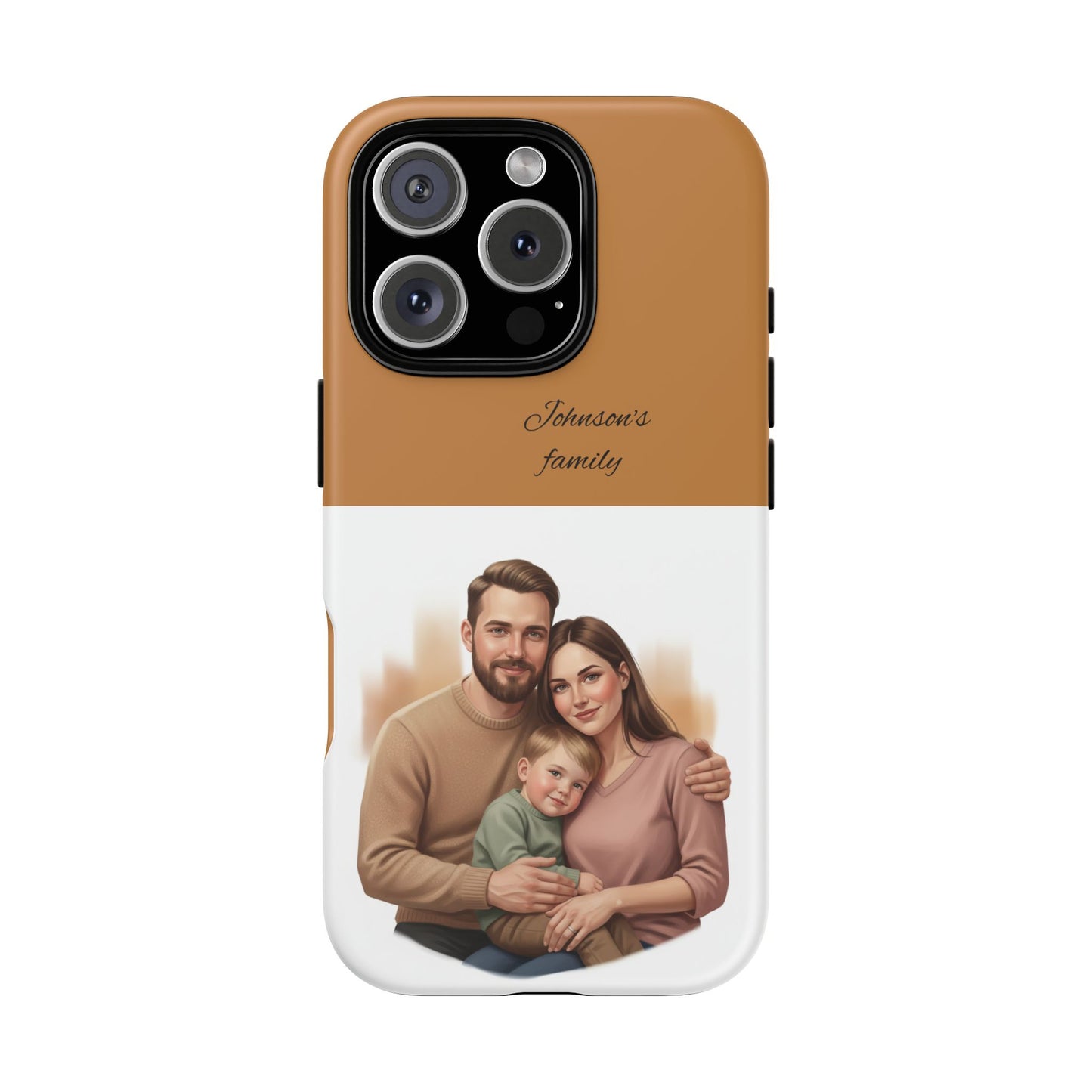 Personalized Family Photo Tough Phone Case — Custom Name Script