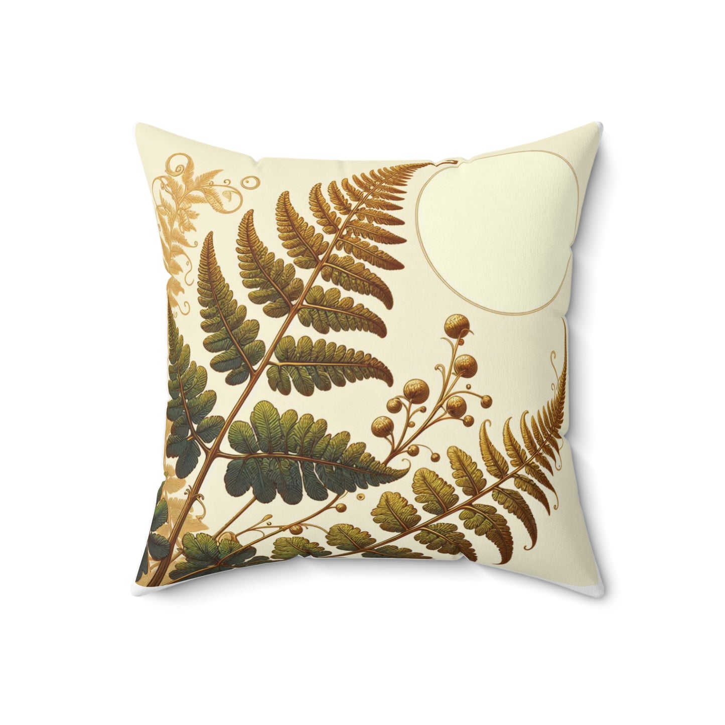 Botanical Fern Accent Pillow — Vintage Fern Illustration Decorative Throw Pillow