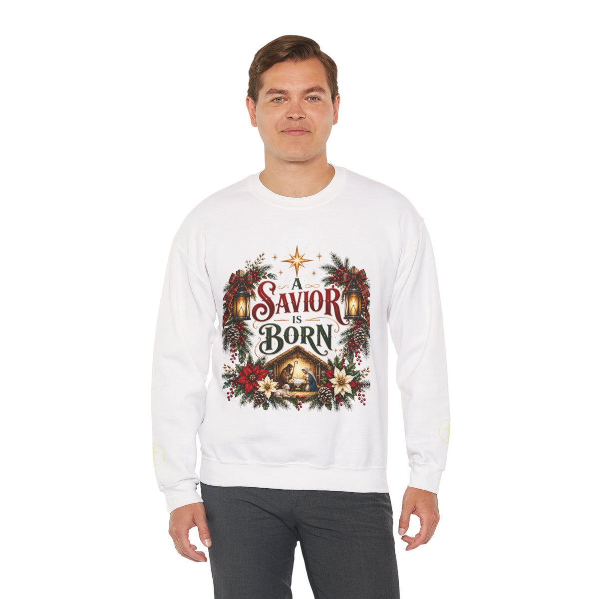 A Savior Is Born Christmas Crewneck Sweatshirt