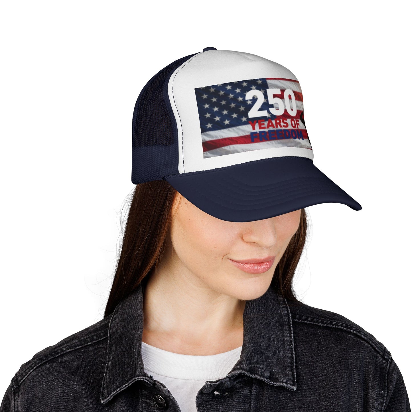 250 Years of Freedom Trucker Cap — Patriotic American Flag Mesh Hat