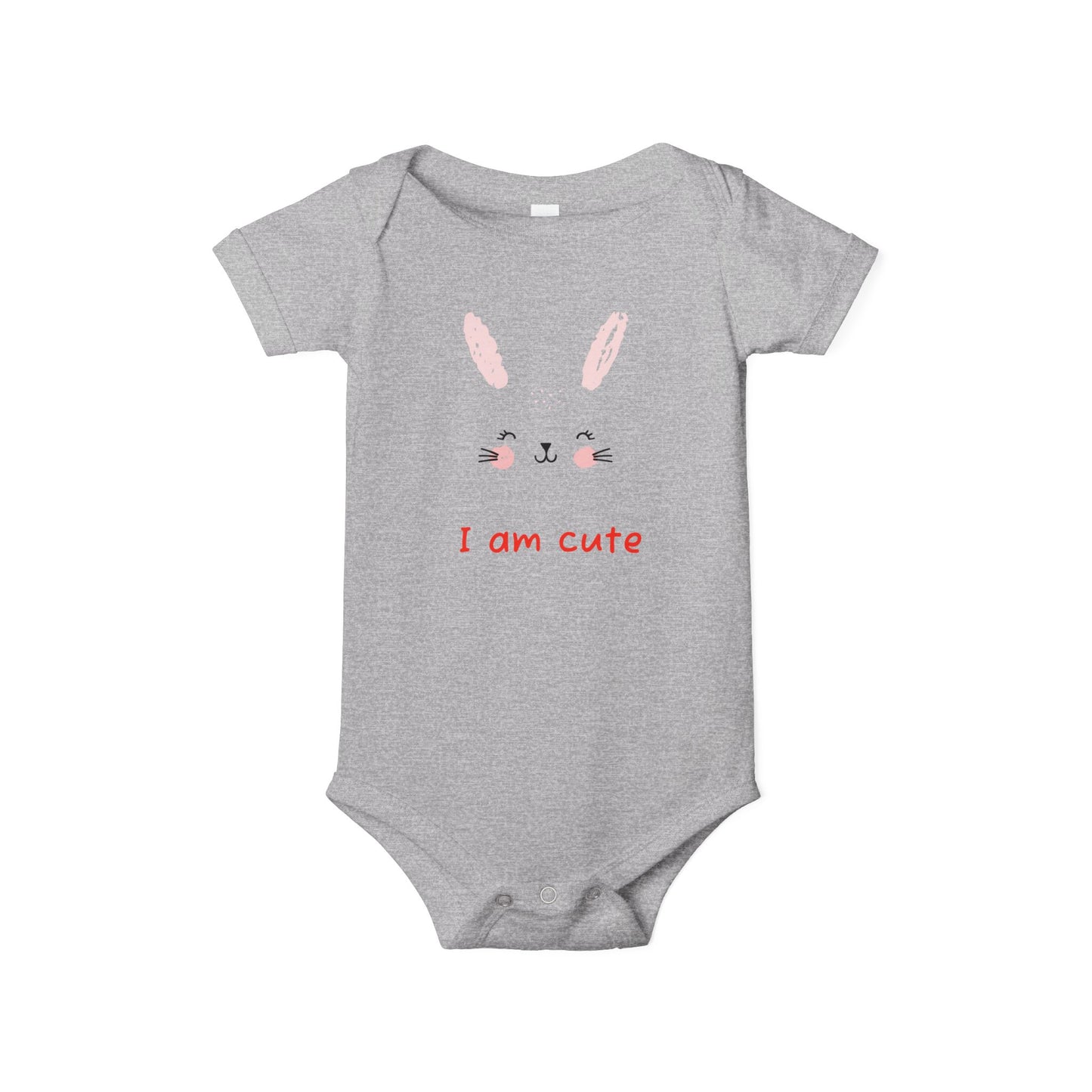 Baby Bunny Onesie - Cute Pink Rabbit Face Infant Bodysuit