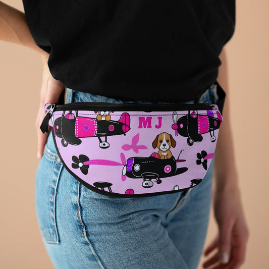 Pink Puppy Skateboard Fanny Pack — Cute Skate Dog Waist Bag