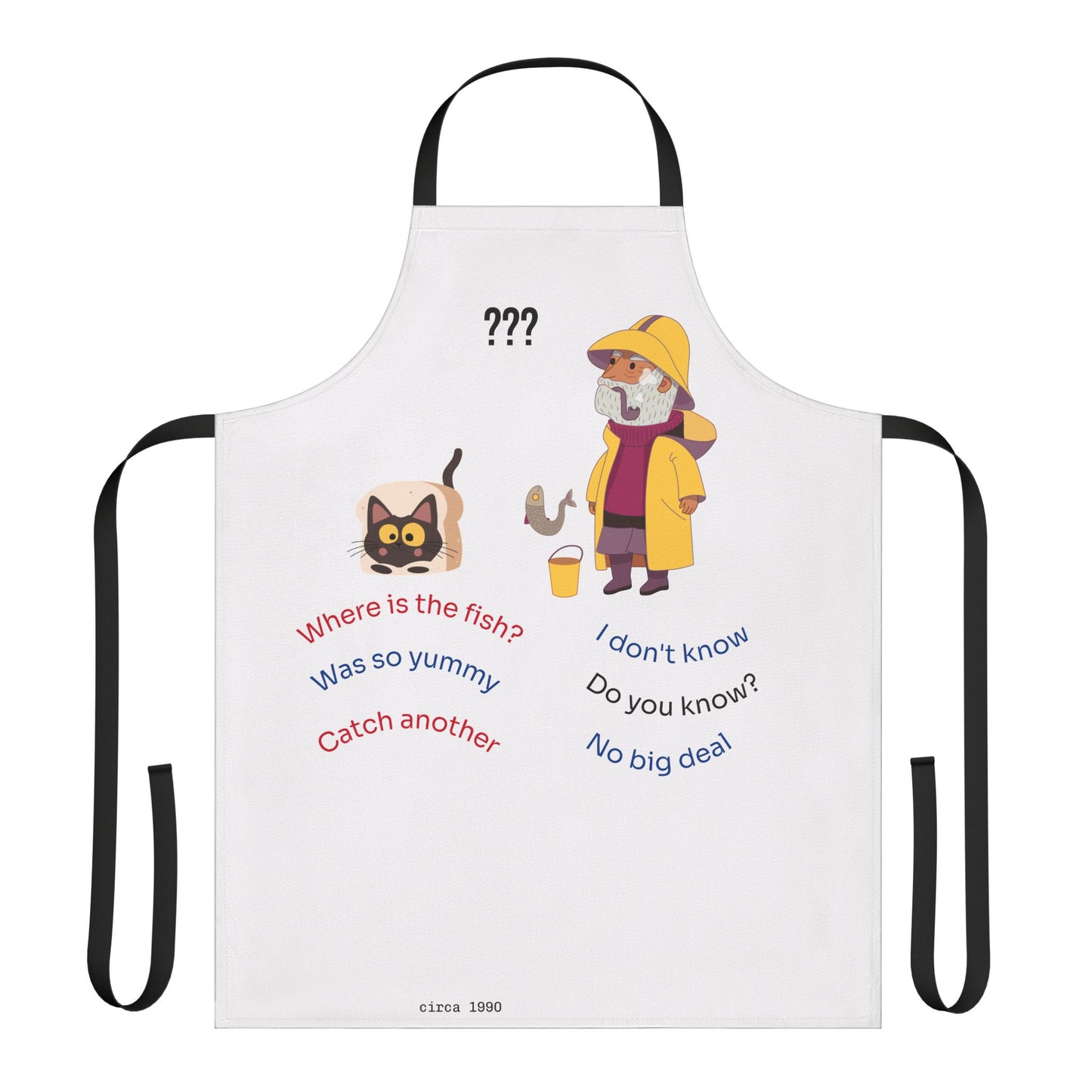 Apron, Fish Design, 2-Color Straps
