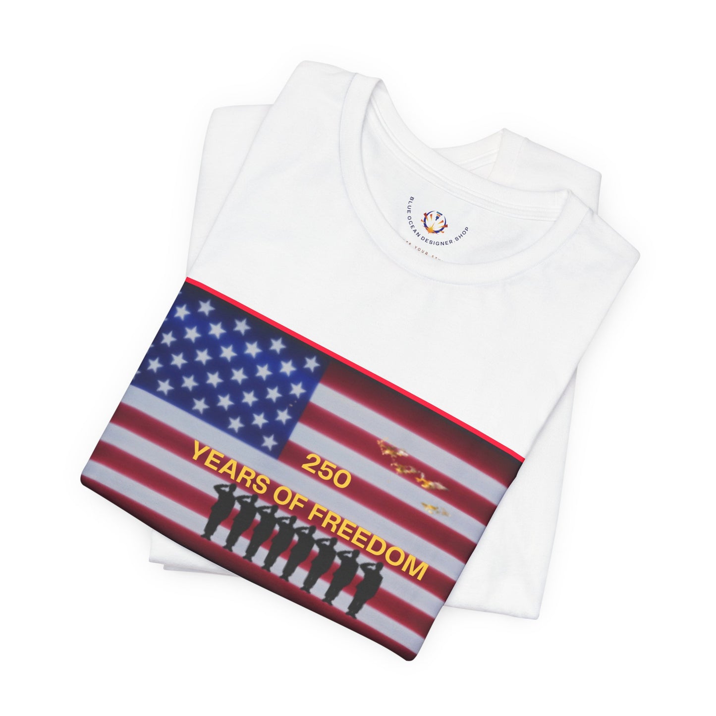 T-Shirt — "250 Years of Freedom" American Flag Patriotic Tee