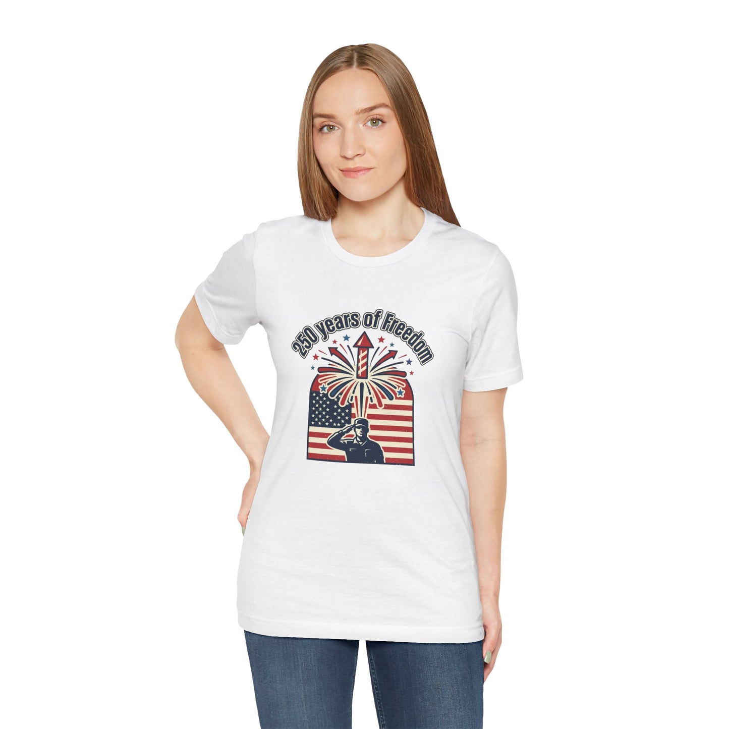 Patriotic 4th of July T-Shirt – "250 Years of Freedom" Fireworks & Salute Tee