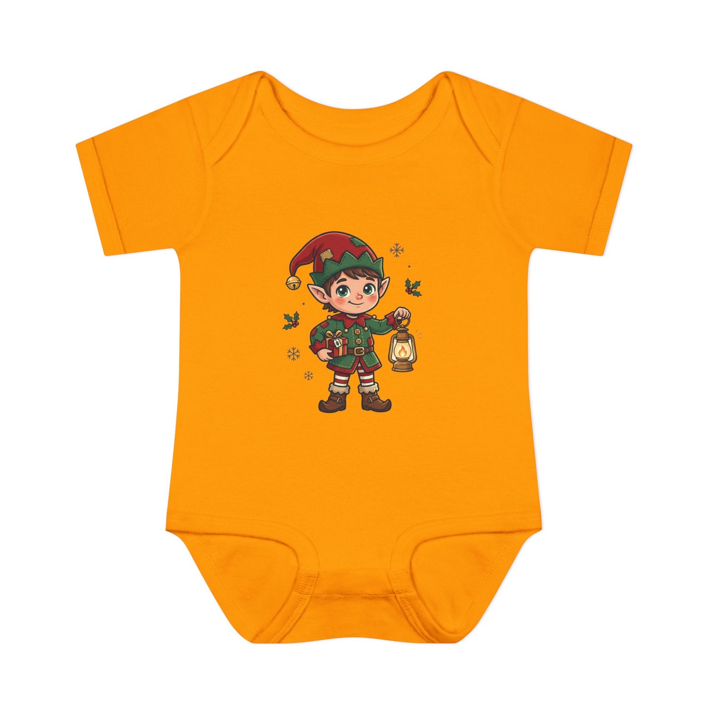 Christmas Elf Infant Bodysuit — Cute Holiday Baby Onesie with Lantern