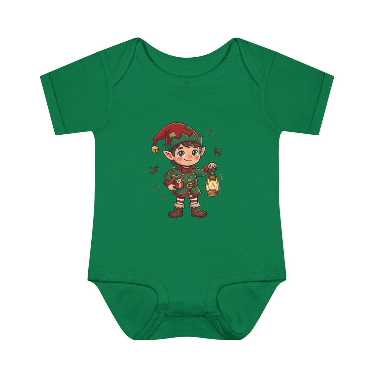 Christmas Elf Infant Bodysuit — Cute Holiday Baby Onesie with Lantern