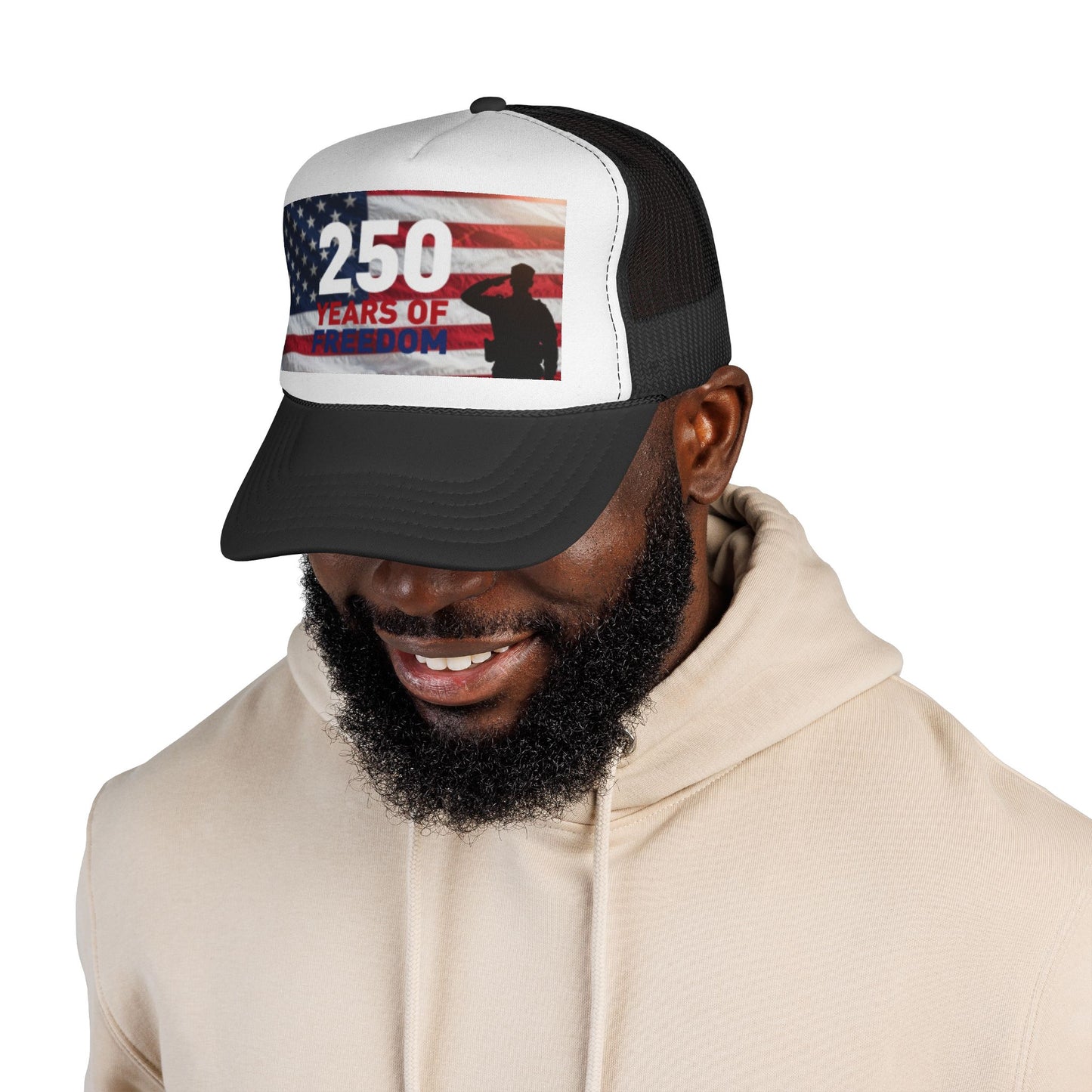250 Years of Freedom Trucker Cap — Patriotic American Flag Mesh Hat