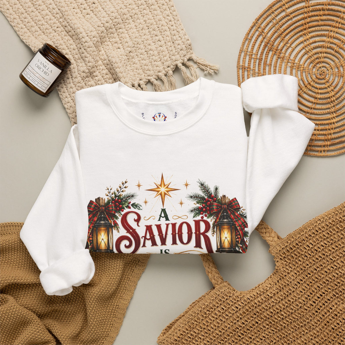 A Savior Is Born Christmas Crewneck Sweatshirt