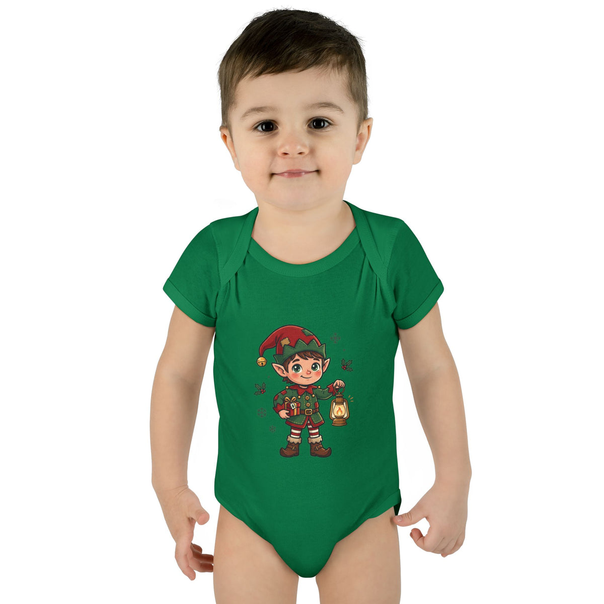 Christmas Elf Infant Bodysuit — Cute Holiday Baby Onesie with Lantern