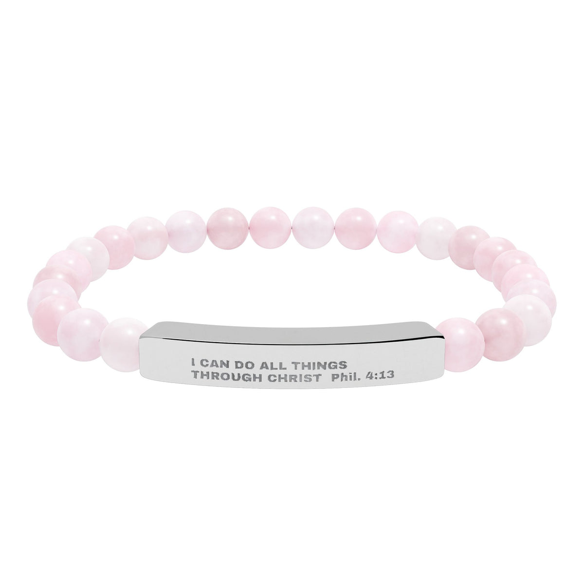 Engraved Natural Stone Stretch Bar Bracelet – Inspirational Scripture Beaded Bracelet