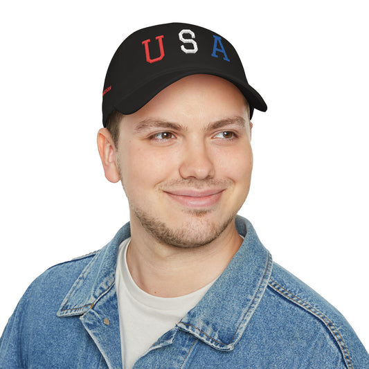 USA Embroidered Baseball Cap — Low Profile Patriotic Hat
